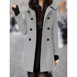 Women's Heavyweight Tweed Coat - Elegant Winter Outerwear, Structured H-Silhouette Long Jacket for Cold Weather, Formal & Everyday Use - Non-Stretch Fabric (Hand Wash/Dry Clean), Ladies Winter Coats