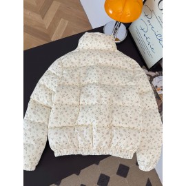 [Cozy Fleece-Lined Jacket] Cozy Fleece-Lined Jacket | Women's Zip-Up with Floral Pattern | Long Sleeve, Button-Up Front for Fall & Winter