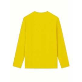 Women's Casual Long Sleeve T-Shirt with Fox & Maple Leaf Geometric Print - Vibrant Orange & Red on Grey, Round Neck, Machine Washable, Spring/Summer Vacation & Casual Attire, Versatile Streetwear, Spring Summer Apparel, Comfortable Fabric