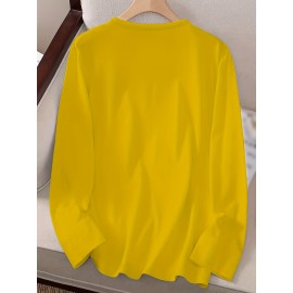 Women's Fox & Floral Graphic Print Long Sleeve T-Shirt - Soft Stretch Crew Neck Casual Top for Spring & Fall, Machine Washable Regular Fit, Medium Elasticity Shirt