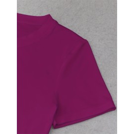 Women'S Slim Fit Bow Print Crop Top T-Shirt - Short Sleeve Crew Neck Casual Tee, Lightweight & Breathable for Spring/Summer Outfits, Machine Washable, Everyday Fashion, Everyday Tshirt | Bow Print Shirt | Glossy Texture