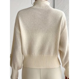 Elegant High-Neck Sweater with 3D Floral Embellishments – Soft, Plush, and Comfortable Fit, Perfect for Fall/Winter, Ideal for Creating a Serene Atmosphere, Casual Wear | Elegant Highneck | Construction, Sweater Dress