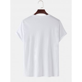 Mens 100% Cotton Mushroom Pattern Plain Short Sleeve T-Shirt