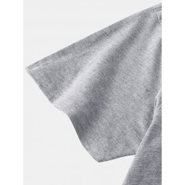 Mens Palm Tree Letter Print Cotton Short Sleeve T-Shirts