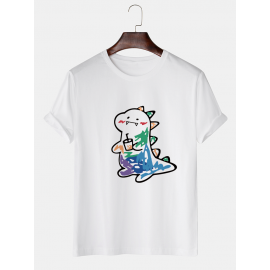 Mens Cartoon Animal Graphic Short Sleeve 100% Cotton T-Shirts