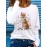 Women's Fox & Floral Graphic Print Long Sleeve T-Shirt - Soft Stretch Crew Neck Casual Top for Spring & Fall, Machine Washable Regular Fit, Medium Elasticity Shirt