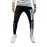Black Men's Letter Striped Ripped Slim-fit Jeans