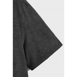 Gray Never Give Up Skull Print Slim Fit Men's Graphic T Shirt