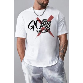 White Go Racing Mens Graphic T Shirt