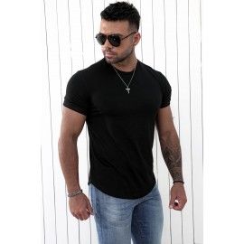 Black Crew Neck Slim Fit Men T Shirt