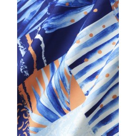 Mens Tropical Plant Graphics Holiday Short Sleeve Shirts With Pocket